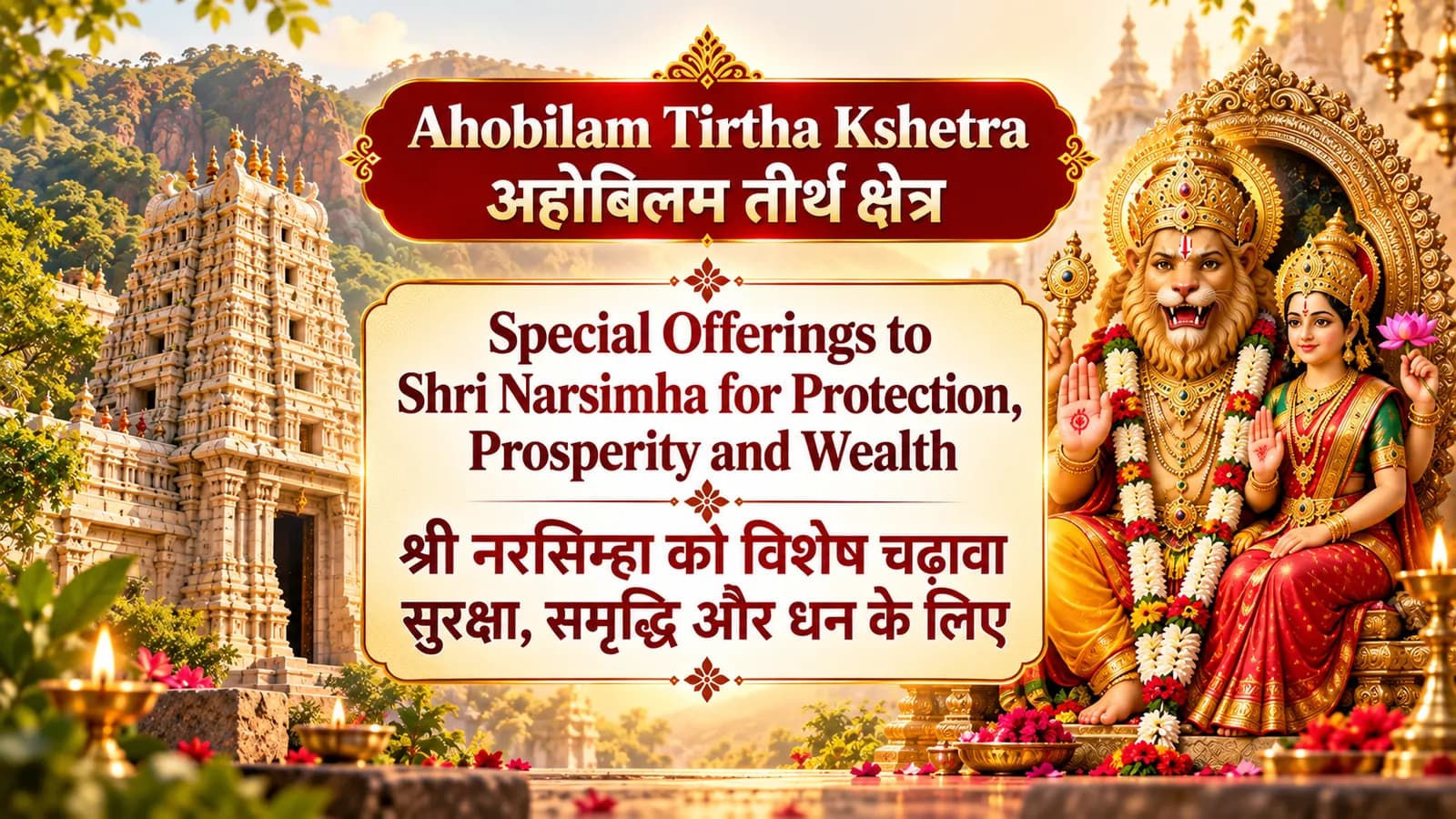 Special Offerings to Shri Narsimha for Protection, Prosperity and Wealth
